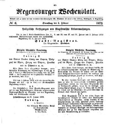 Regensburger Wochenblatt Dienstag 6. Februar 1872