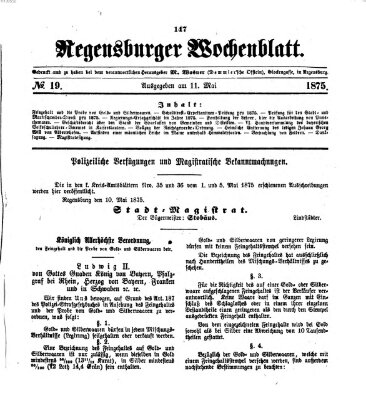 Regensburger Wochenblatt Dienstag 11. Mai 1875
