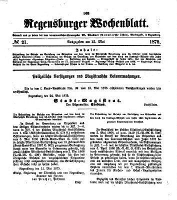 Regensburger Wochenblatt Dienstag 25. Mai 1875
