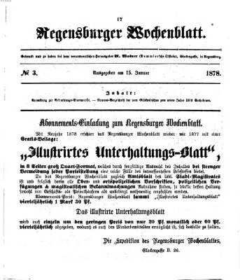 Regensburger Wochenblatt Dienstag 15. Januar 1878