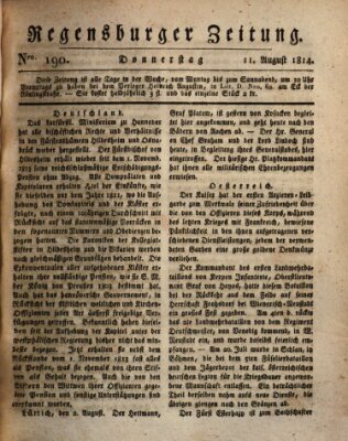 Regensburger Zeitung Donnerstag 11. August 1814