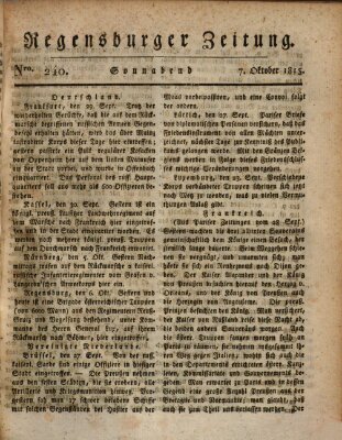 Regensburger Zeitung Samstag 7. Oktober 1815