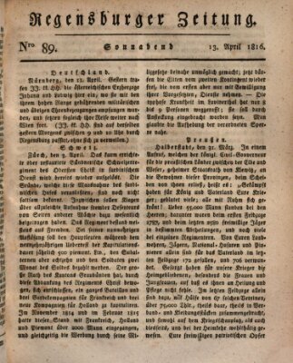 Regensburger Zeitung Samstag 13. April 1816