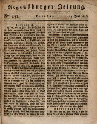 Regensburger Zeitung Dienstag 25. Juni 1816
