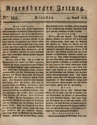 Regensburger Zeitung Dienstag 13. August 1816