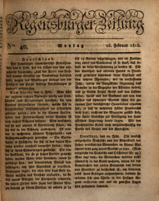 Regensburger Zeitung Montag 16. Februar 1818