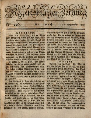 Regensburger Zeitung Mittwoch 22. September 1819