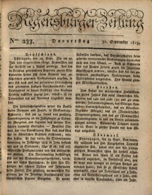 Regensburger Zeitung Donnerstag 30. September 1819