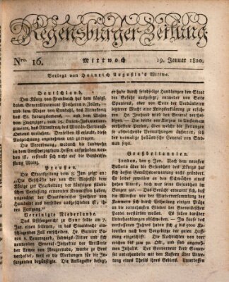 Regensburger Zeitung Mittwoch 19. Januar 1820