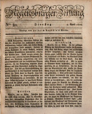 Regensburger Zeitung Dienstag 4. April 1820