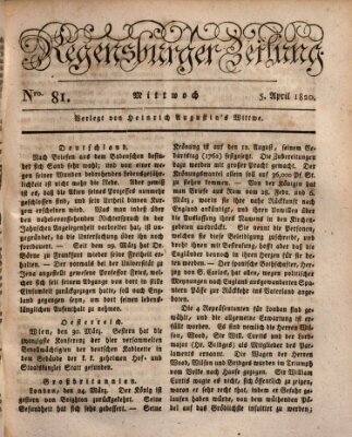 Regensburger Zeitung Mittwoch 5. April 1820
