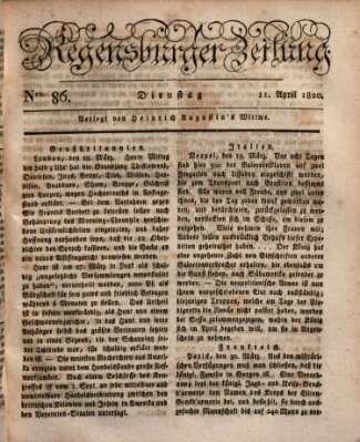 Regensburger Zeitung Dienstag 11. April 1820