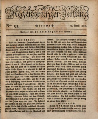 Regensburger Zeitung Mittwoch 19. April 1820