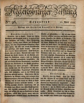 Regensburger Zeitung Samstag 22. April 1820