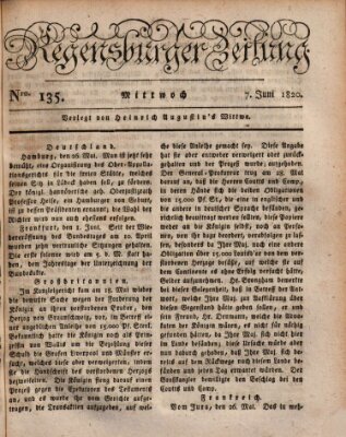 Regensburger Zeitung Mittwoch 7. Juni 1820