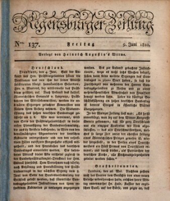 Regensburger Zeitung Freitag 9. Juni 1820