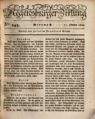 Regensburger Zeitung Mittwoch 11. Oktober 1820