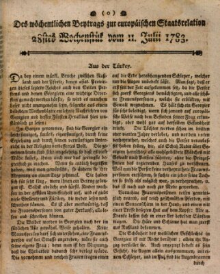 Staats-Relation der neuesten europäischen Nachrichten und Begebenheiten Freitag 11. Juli 1783