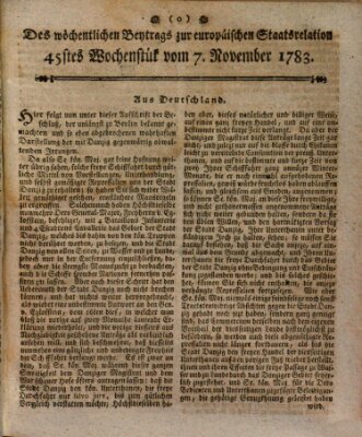 Staats-Relation der neuesten europäischen Nachrichten und Begebenheiten Freitag 7. November 1783