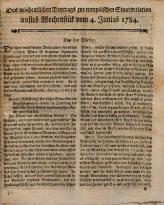 Staats-Relation der neuesten europäischen Nachrichten und Begebenheiten Freitag 4. Juni 1784