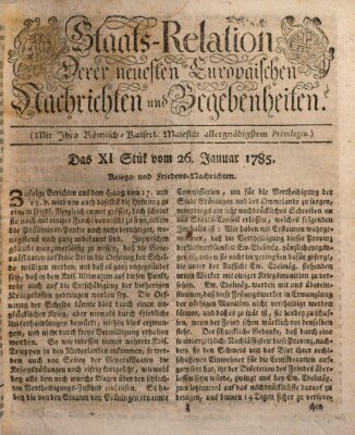 Staats-Relation der neuesten europäischen Nachrichten und Begebenheiten Mittwoch 26. Januar 1785