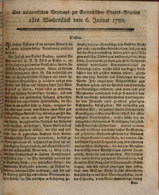 Staats-Relation der neuesten europäischen Nachrichten und Begebenheiten Freitag 6. Januar 1786