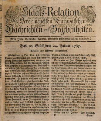 Staats-Relation der neuesten europäischen Nachrichten und Begebenheiten Mittwoch 24. Januar 1787