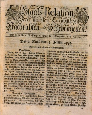 Staats-Relation der neuesten europäischen Nachrichten und Begebenheiten Sonntag 4. Januar 1795