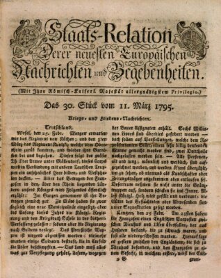 Staats-Relation der neuesten europäischen Nachrichten und Begebenheiten Mittwoch 11. März 1795