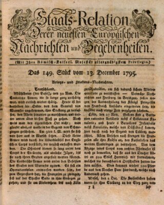 Staats-Relation der neuesten europäischen Nachrichten und Begebenheiten Sonntag 13. Dezember 1795