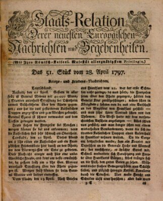 Staats-Relation der neuesten europäischen Nachrichten und Begebenheiten Freitag 28. April 1797
