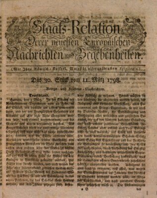 Staats-Relation der neuesten europäischen Nachrichten und Begebenheiten Sonntag 11. März 1798