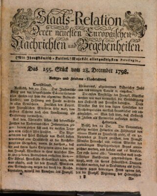 Staats-Relation der neuesten europäischen Nachrichten und Begebenheiten Freitag 28. Dezember 1798