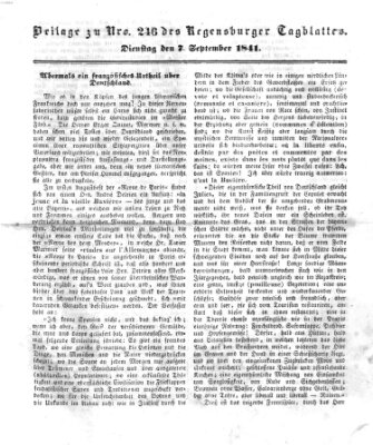 Regensburger Conversations-Blatt (Regensburger Tagblatt) Dienstag 7. September 1841