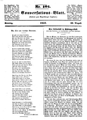 Regensburger Conversations-Blatt (Regensburger Tagblatt) Sonntag 29. August 1852
