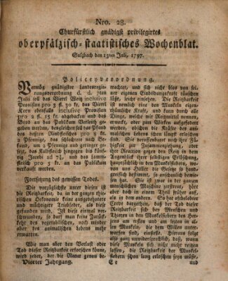 Churfürstlich gnädigst privilegirtes oberpfälzisch-staatistisches Wochenblat (Oberpfälzisches Wochenblat) Donnerstag 13. Juli 1797