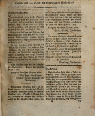 Oberpfälzisches Wochenblat Donnerstag 5. Februar 1807