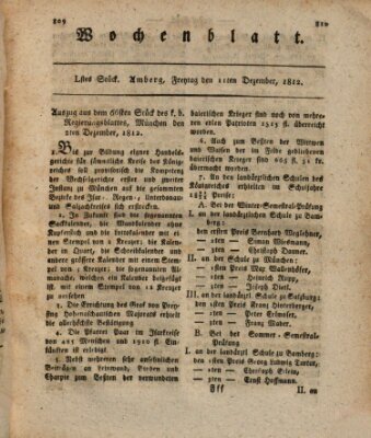 Wochenblatt (Oberpfälzisches Wochenblat) Freitag 11. Dezember 1812