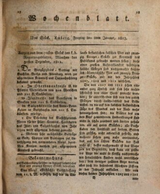 Wochenblatt (Oberpfälzisches Wochenblat) Freitag 8. Januar 1813