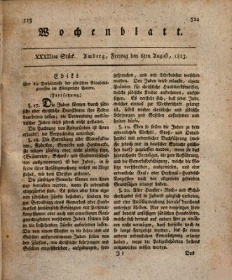 Wochenblatt (Oberpfälzisches Wochenblat) Freitag 6. August 1813