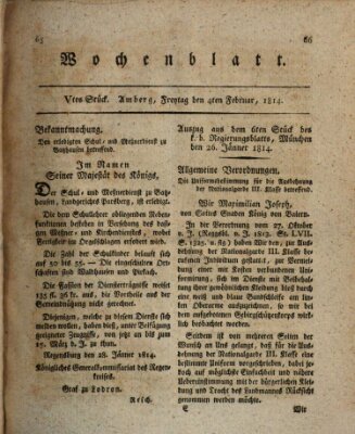 Wochenblatt (Oberpfälzisches Wochenblat) Freitag 4. Februar 1814