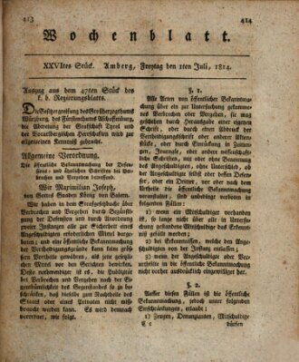Wochenblatt (Oberpfälzisches Wochenblat) Freitag 1. Juli 1814