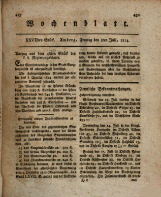 Wochenblatt (Oberpfälzisches Wochenblat) Freitag 8. Juli 1814