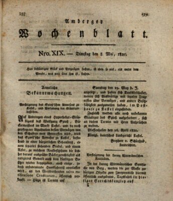 Amberger Wochenblatt (Oberpfälzisches Wochenblat) Dienstag 8. Mai 1821