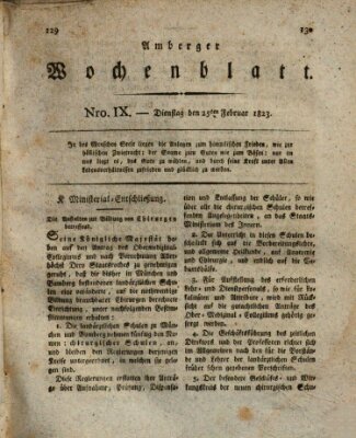 Amberger Wochenblatt (Oberpfälzisches Wochenblat) Dienstag 25. Februar 1823