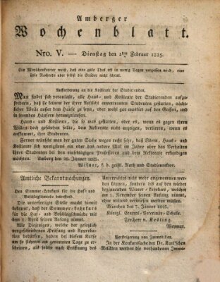 Amberger Wochenblatt (Oberpfälzisches Wochenblat) Dienstag 1. Februar 1825
