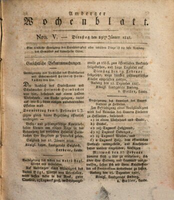 Amberger Wochenblatt (Oberpfälzisches Wochenblat) Dienstag 29. Januar 1828