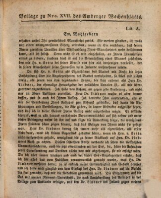 Amberger Wochenblatt (Oberpfälzisches Wochenblat) Dienstag 28. April 1829