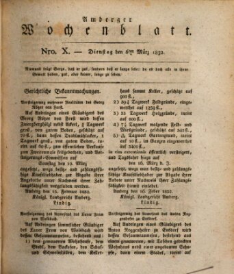 Amberger Wochenblatt (Oberpfälzisches Wochenblat) Dienstag 6. März 1832