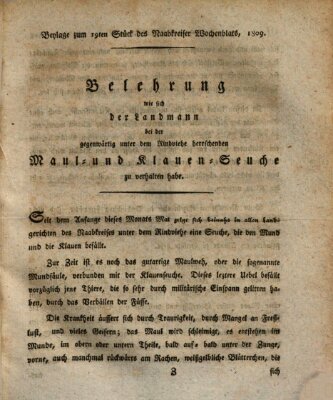 Wochenblat des Naabkreises (Oberpfälzisches Wochenblat) Donnerstag 18. Mai 1809